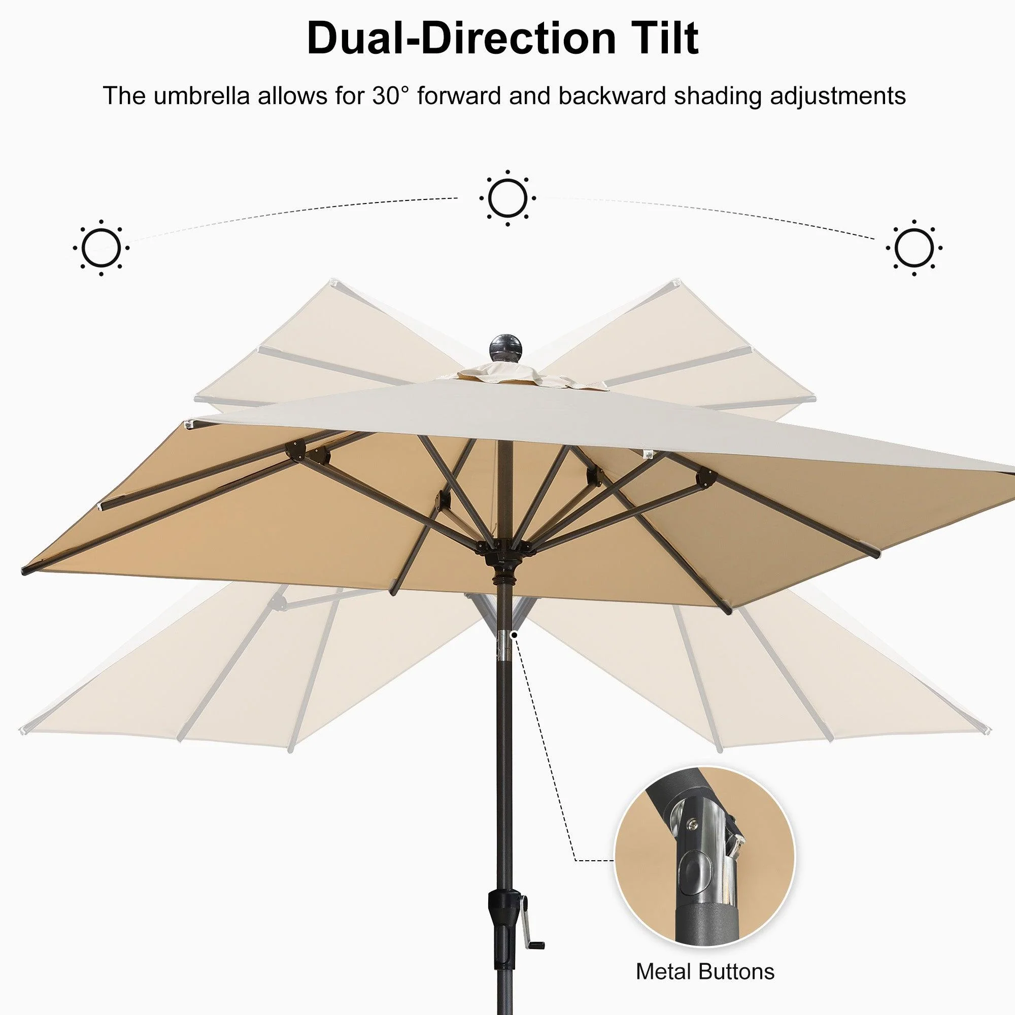 Clearance - PURPLE LEAF OPEN BOX Crank and Tilt Outdoor Patio Market Umbrella with Visible Hand Crank System - Image 6