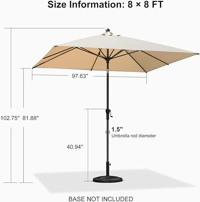 Clearance - PURPLE LEAF OPEN BOX Crank and Tilt Outdoor Patio Market Umbrella with Visible Hand Crank System - Image 60