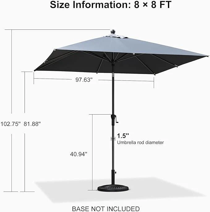 Clearance - PURPLE LEAF OPEN BOX Crank and Tilt Outdoor Patio Market Umbrella with Visible Hand Crank System - Image 61