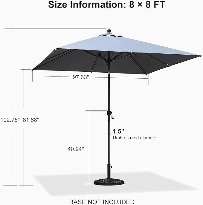Clearance - PURPLE LEAF OPEN BOX Crank and Tilt Outdoor Patio Market Umbrella with Visible Hand Crank System - Image 62