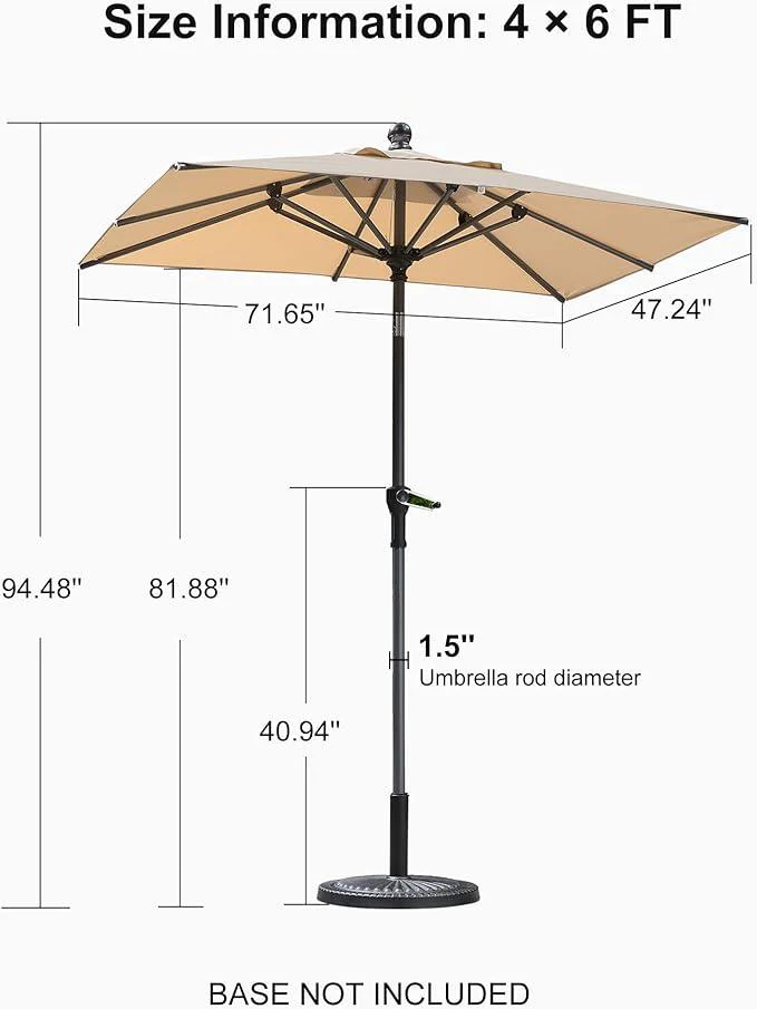Clearance - PURPLE LEAF OPEN BOX Crank and Tilt Outdoor Patio Market Umbrella with Visible Hand Crank System - Image 63