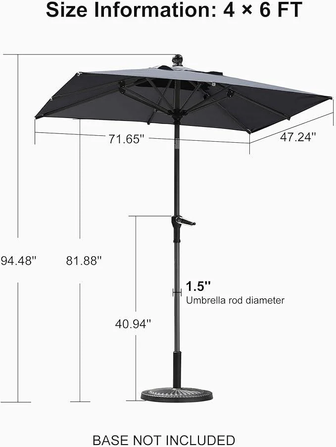Clearance - PURPLE LEAF OPEN BOX Crank and Tilt Outdoor Patio Market Umbrella with Visible Hand Crank System - Image 64