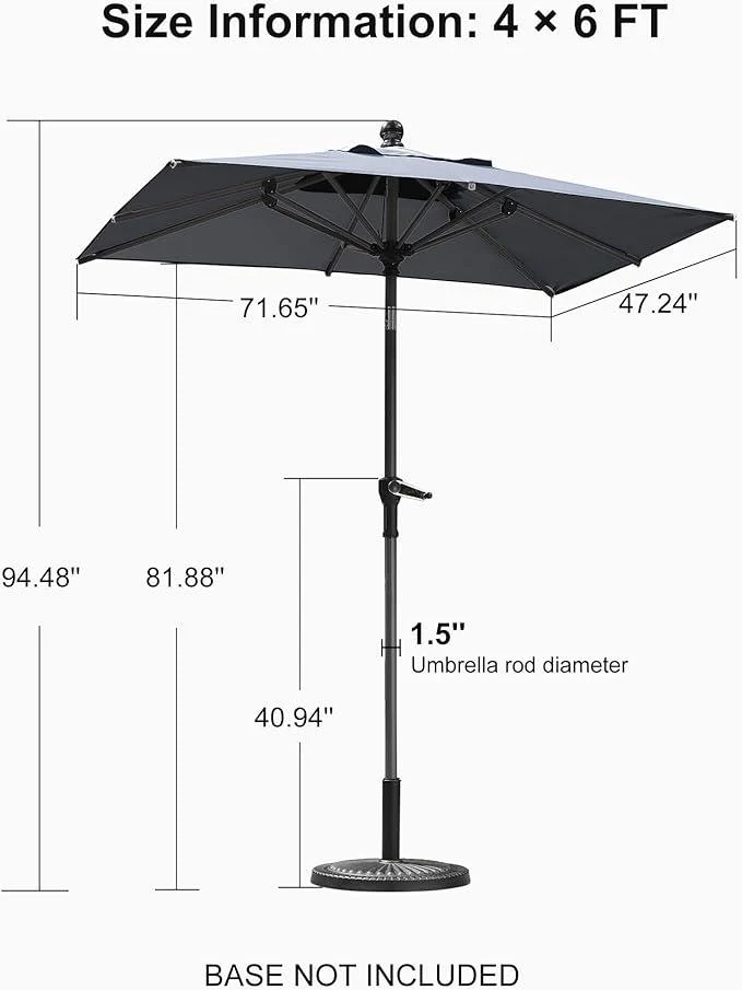 Clearance - PURPLE LEAF OPEN BOX Crank and Tilt Outdoor Patio Market Umbrella with Visible Hand Crank System - Image 65