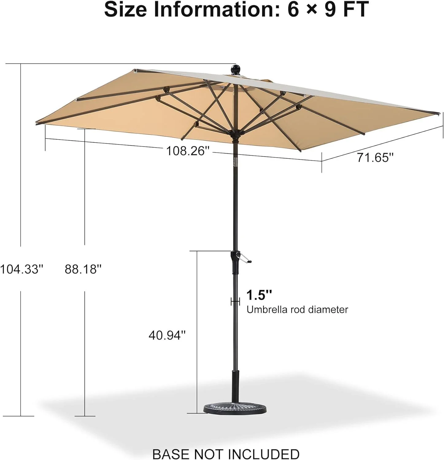 Clearance - PURPLE LEAF OPEN BOX Crank and Tilt Outdoor Patio Market Umbrella with Visible Hand Crank System - Image 66