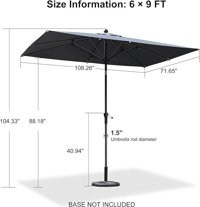 Clearance - PURPLE LEAF OPEN BOX Crank and Tilt Outdoor Patio Market Umbrella with Visible Hand Crank System - Image 67