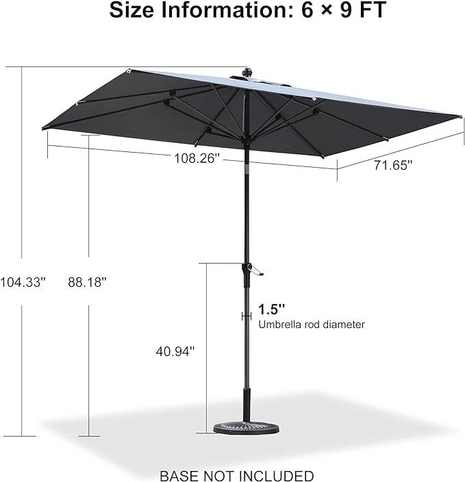 Clearance - PURPLE LEAF OPEN BOX Crank and Tilt Outdoor Patio Market Umbrella with Visible Hand Crank System - Image 68