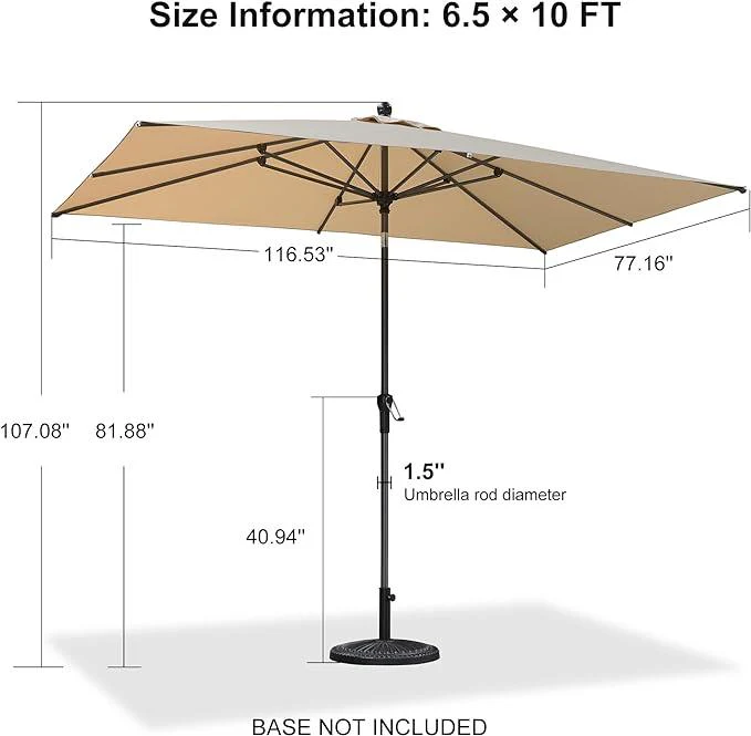 Clearance - PURPLE LEAF OPEN BOX Crank and Tilt Outdoor Patio Market Umbrella with Visible Hand Crank System - Image 69