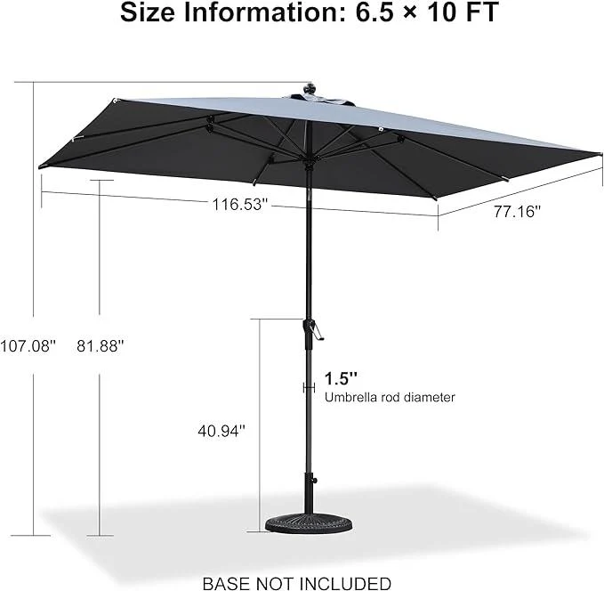 Clearance - PURPLE LEAF OPEN BOX Crank and Tilt Outdoor Patio Market Umbrella with Visible Hand Crank System - Image 71