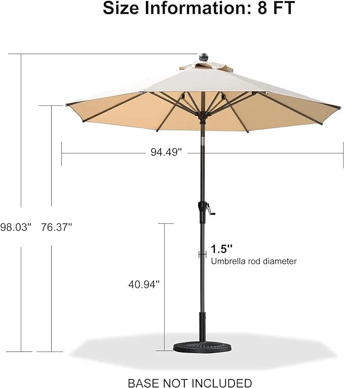 Clearance - PURPLE LEAF OPEN BOX Crank and Tilt Outdoor Patio Market Umbrella with Visible Hand Crank System - Image 72