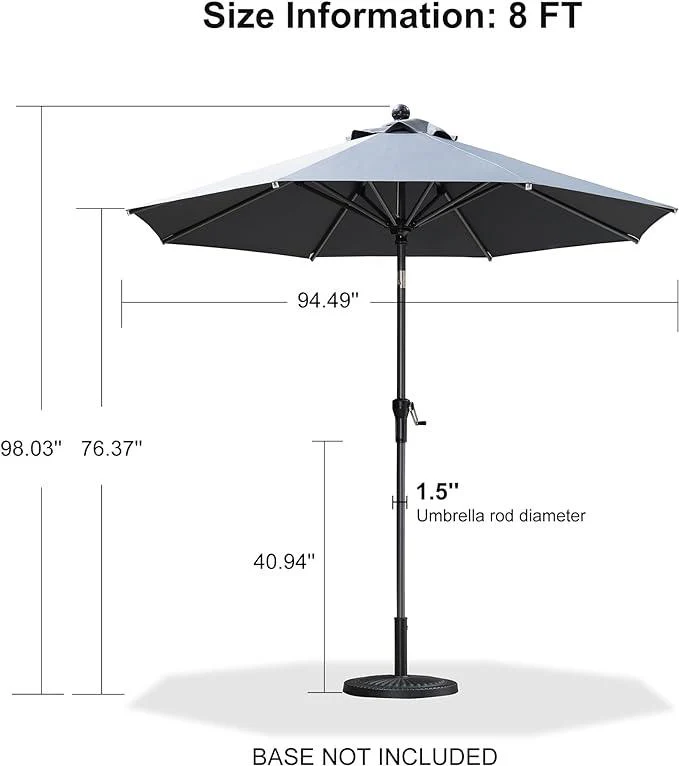 Clearance - PURPLE LEAF OPEN BOX Crank and Tilt Outdoor Patio Market Umbrella with Visible Hand Crank System - Image 73