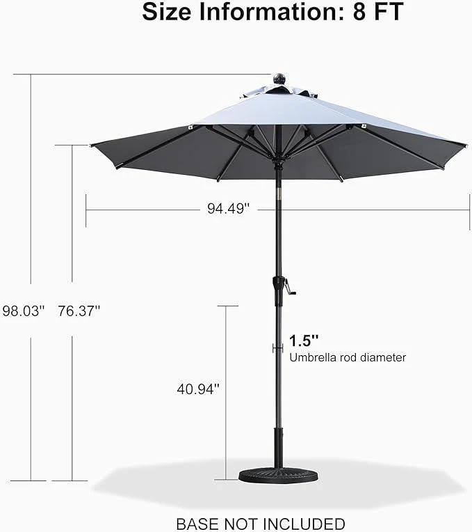 Clearance - PURPLE LEAF OPEN BOX Crank and Tilt Outdoor Patio Market Umbrella with Visible Hand Crank System - Image 74