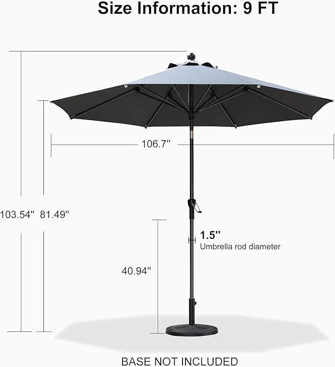 Clearance - PURPLE LEAF OPEN BOX Crank and Tilt Outdoor Patio Market Umbrella with Visible Hand Crank System - Image 76