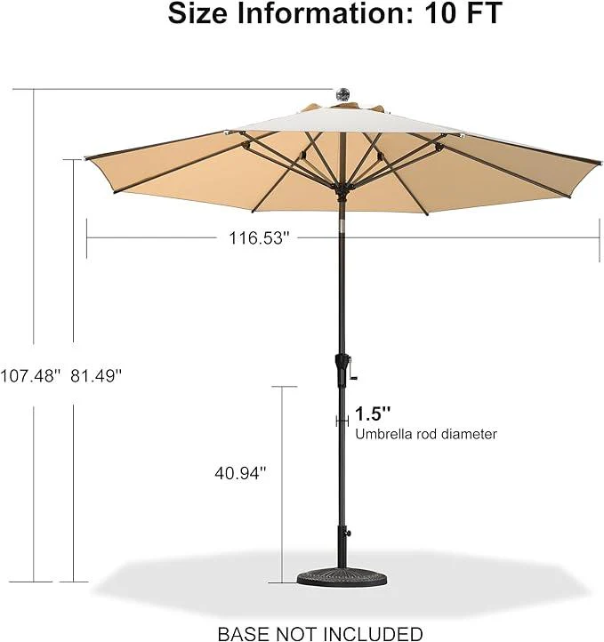 Clearance - PURPLE LEAF OPEN BOX Crank and Tilt Outdoor Patio Market Umbrella with Visible Hand Crank System - Image 79