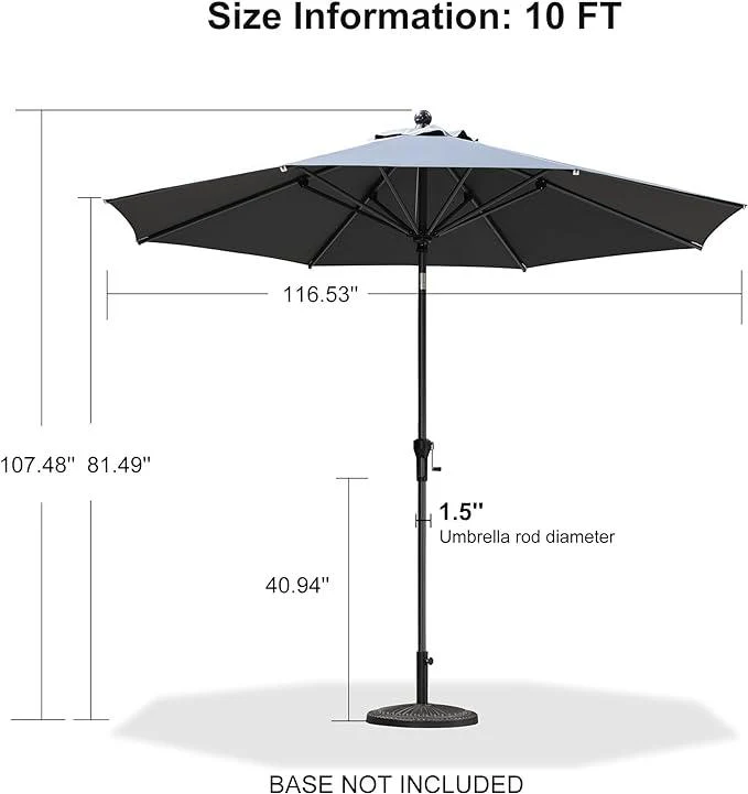 Clearance - PURPLE LEAF OPEN BOX Crank and Tilt Outdoor Patio Market Umbrella with Visible Hand Crank System - Image 80