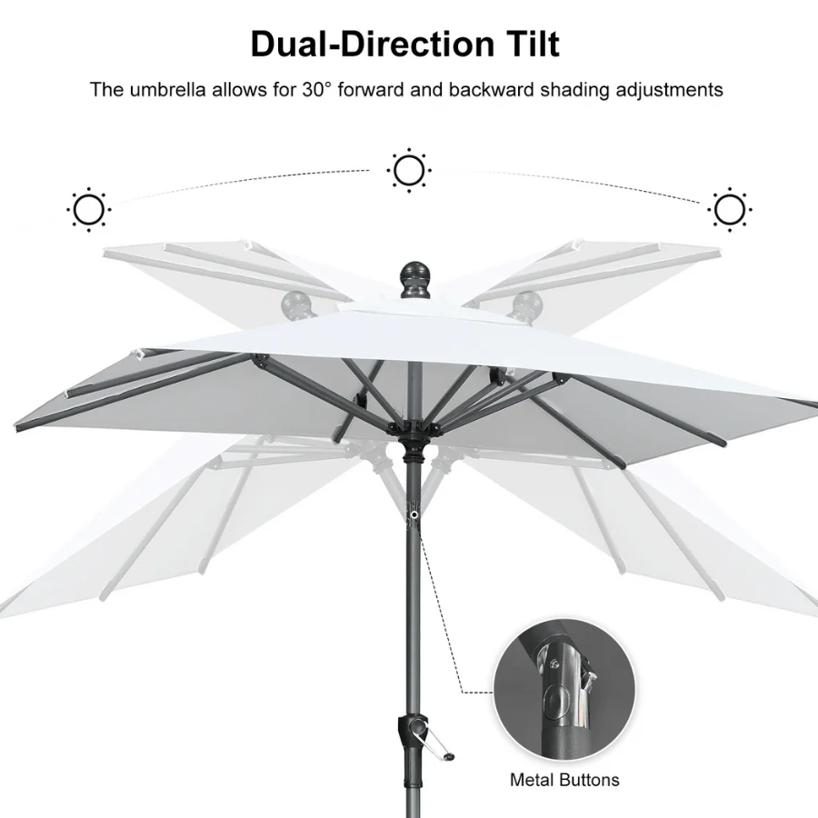 Clearance - PURPLE LEAF OPEN BOX Crank and Tilt Outdoor Patio Market Umbrella with Visible Hand Crank System - Image 94