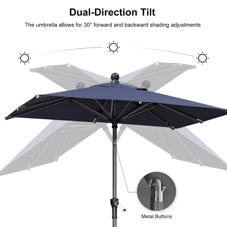 Clearance - PURPLE LEAF OPEN BOX Crank and Tilt Outdoor Patio Market Umbrella with Visible Hand Crank System - Image 95