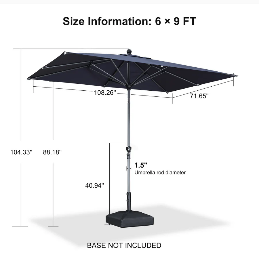 Clearance - PURPLE LEAF OPEN BOX Crank and Tilt Outdoor Patio Market Umbrella with Visible Hand Crank System - Image 98