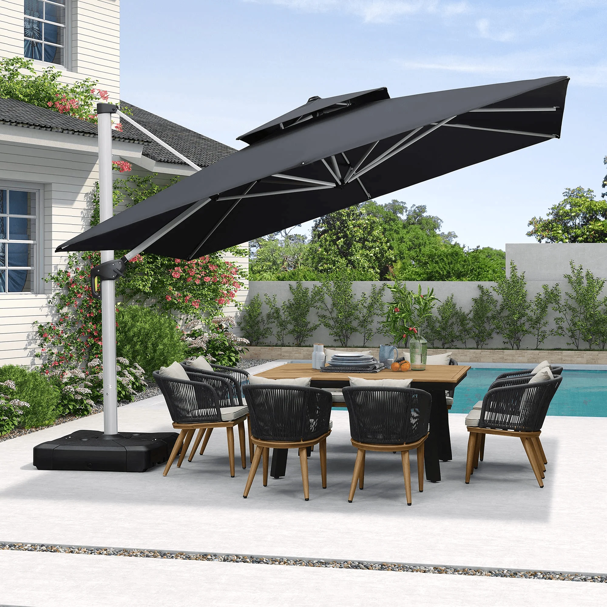 PURPLE LEAF Outdoor Windproof Umbrella, Square Cantilever Umbrella Outside Patio - Image 10