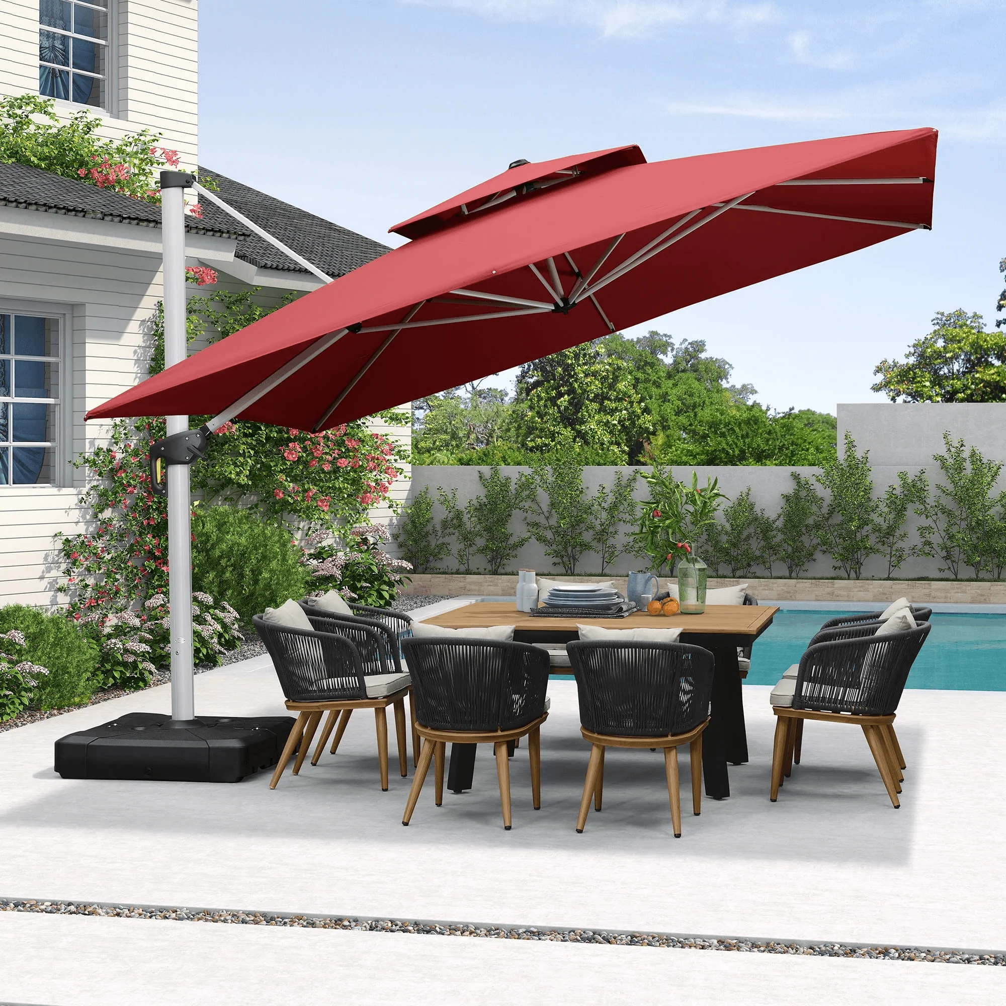 PURPLE LEAF Outdoor Windproof Umbrella, Square Cantilever Umbrella Outside Patio - Image 22