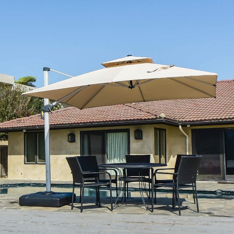 PURPLE LEAF Outdoor Windproof Umbrella, Square Cantilever Umbrella Outside Patio - Image 11
