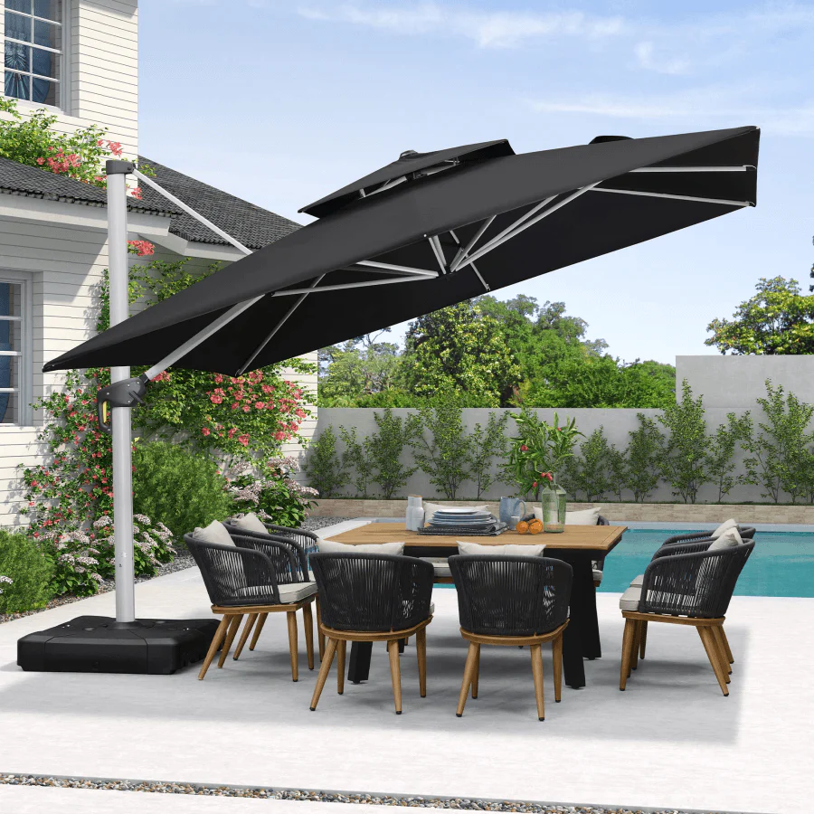 PURPLE LEAF Outdoor Windproof Umbrella, Square Cantilever Umbrella Outside Patio - Image 67