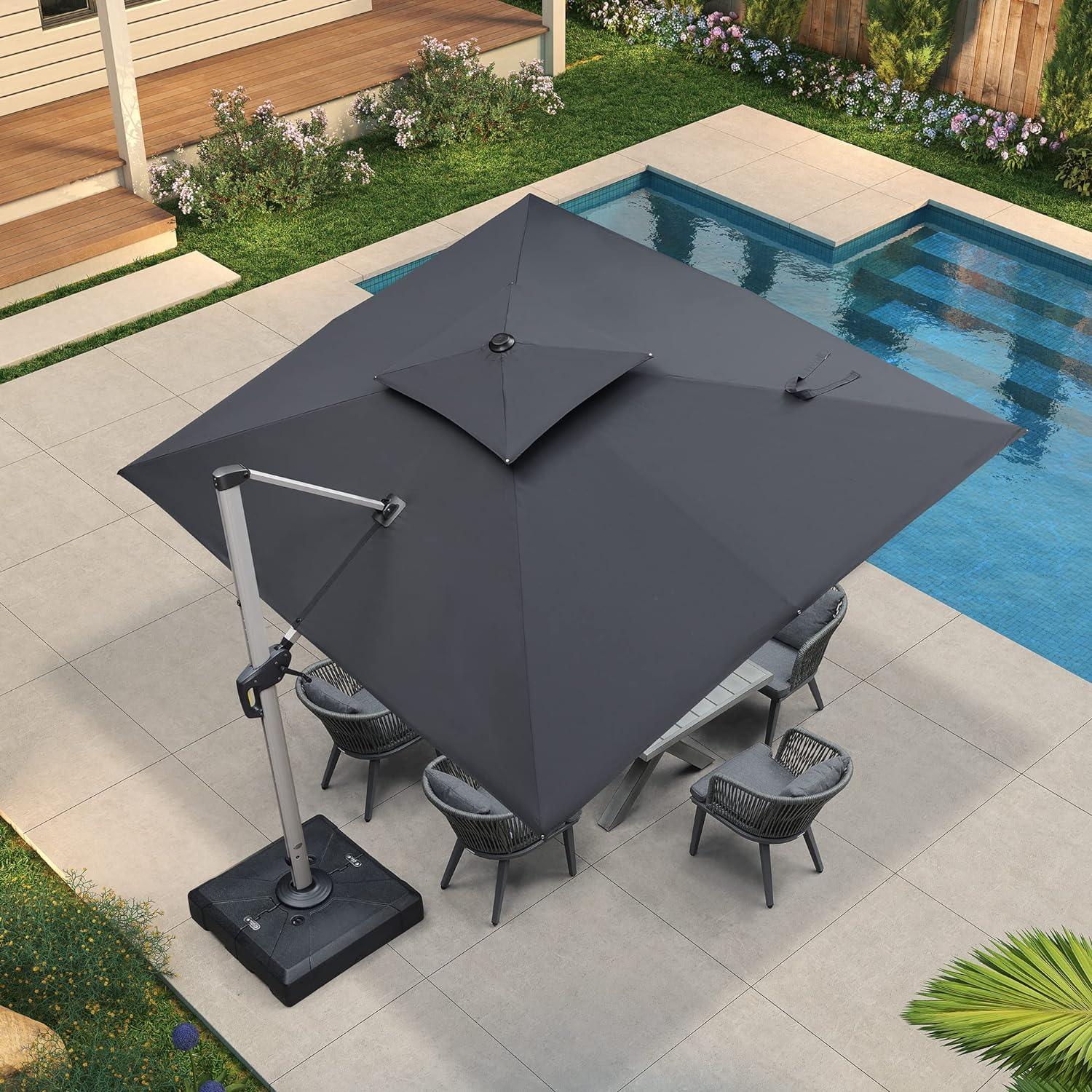 PURPLE LEAF Large Rectangular Porch Umbrella Outside Cantilever Patio Yard Umbrella - Image 92