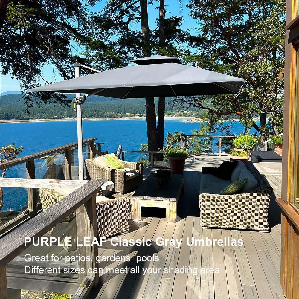 PURPLE LEAF Large Rectangular Porch Umbrella Outside Cantilever Patio Yard Umbrella - Image 112