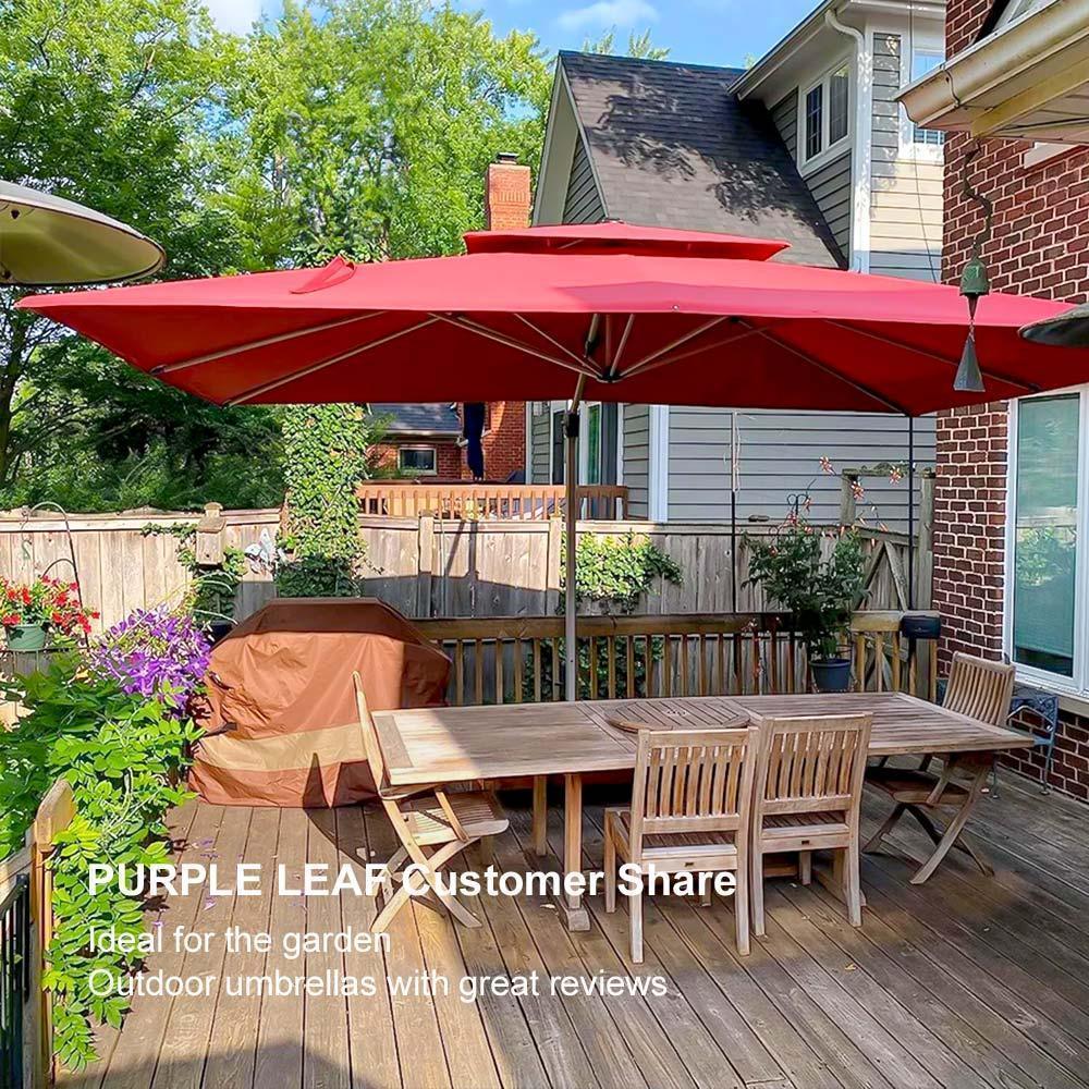 PURPLE LEAF Large Rectangular Porch Umbrella Outside Cantilever Patio Yard Umbrella - Image 128