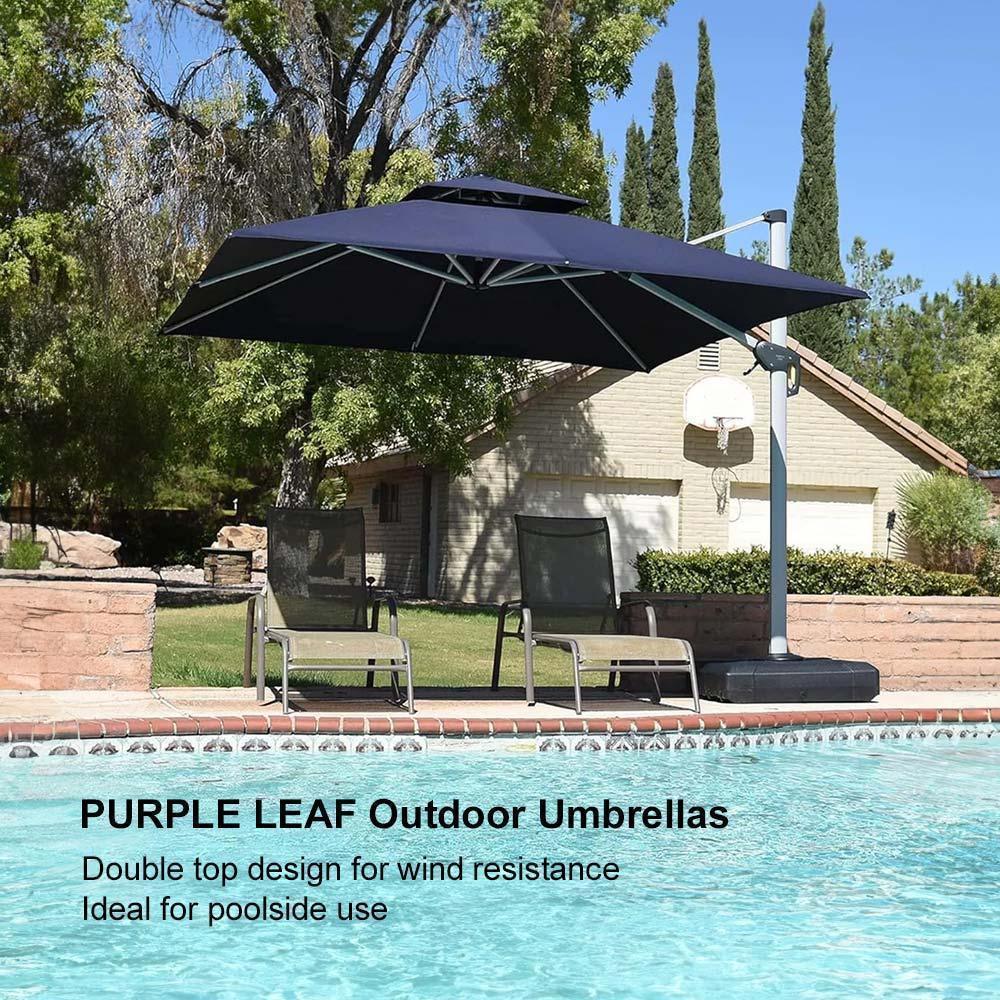 PURPLE LEAF Large Rectangular Porch Umbrella Outside Cantilever Patio Yard Umbrella - Image 129