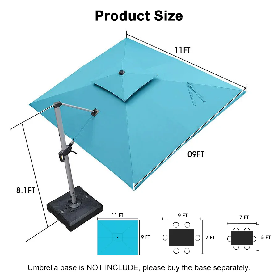 PURPLE LEAF Large Rectangular Porch Umbrella Outside Cantilever Patio Yard Umbrella - Image 137