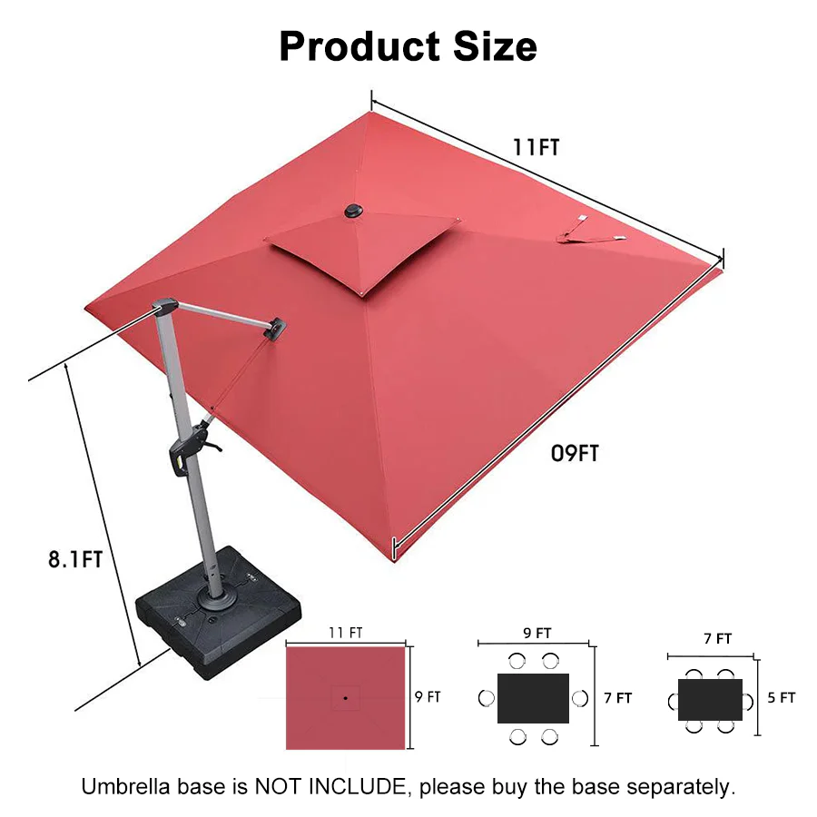 PURPLE LEAF Large Rectangular Porch Umbrella Outside Cantilever Patio Yard Umbrella - Image 145
