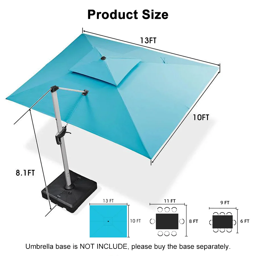 PURPLE LEAF Large Rectangular Porch Umbrella Outside Cantilever Patio Yard Umbrella - Image 150