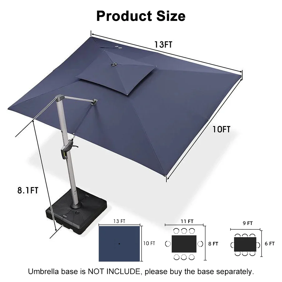PURPLE LEAF Large Rectangular Porch Umbrella Outside Cantilever Patio Yard Umbrella - Image 152