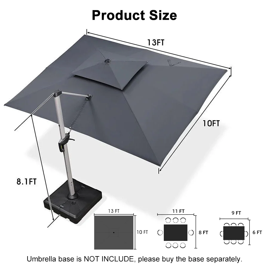 PURPLE LEAF Large Rectangular Porch Umbrella Outside Cantilever Patio Yard Umbrella - Image 153