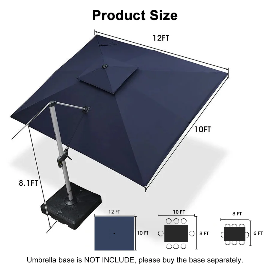 PURPLE LEAF Large Rectangular Porch Umbrella Outside Cantilever Patio Yard Umbrella - Image 154