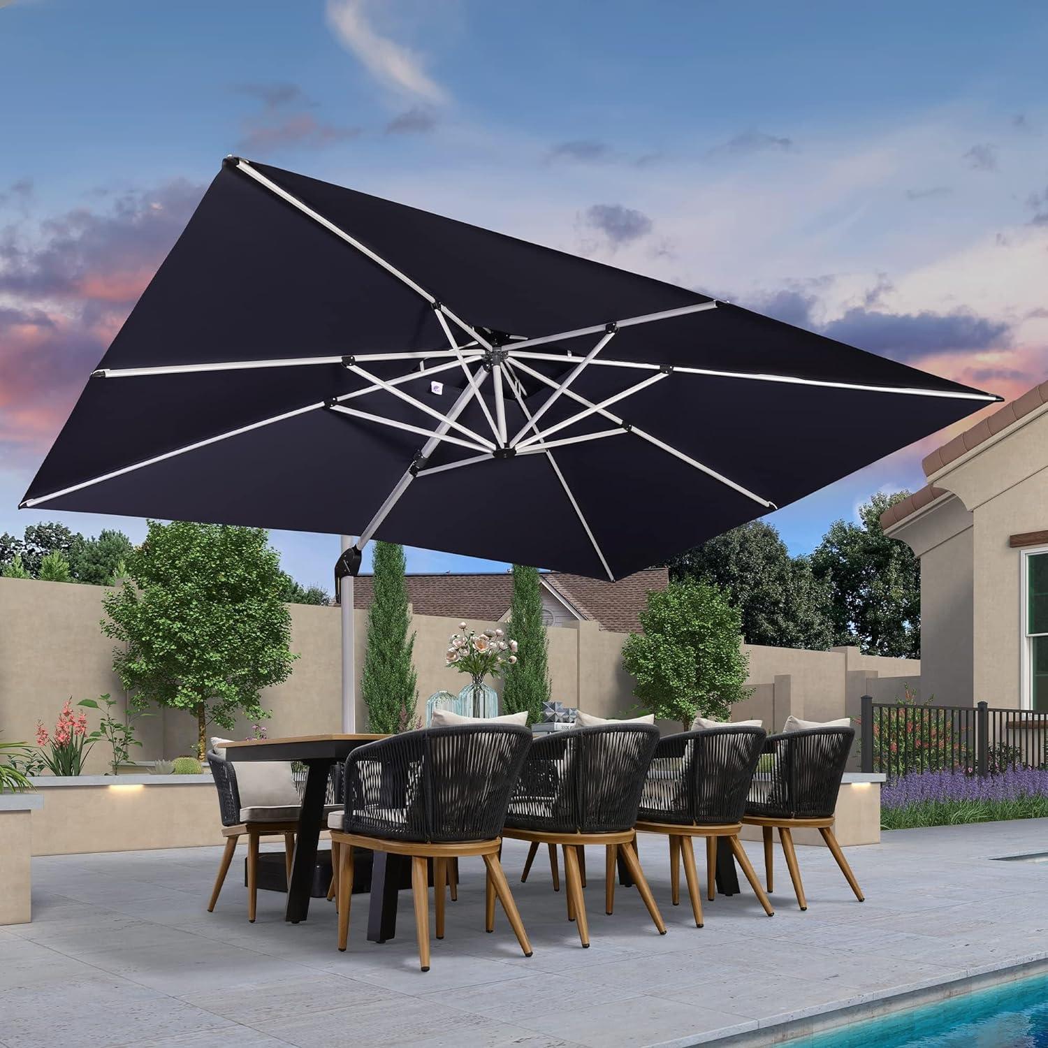 PURPLE LEAF Large Rectangular Porch Umbrella Outside Cantilever Patio Yard Umbrella - Image 7