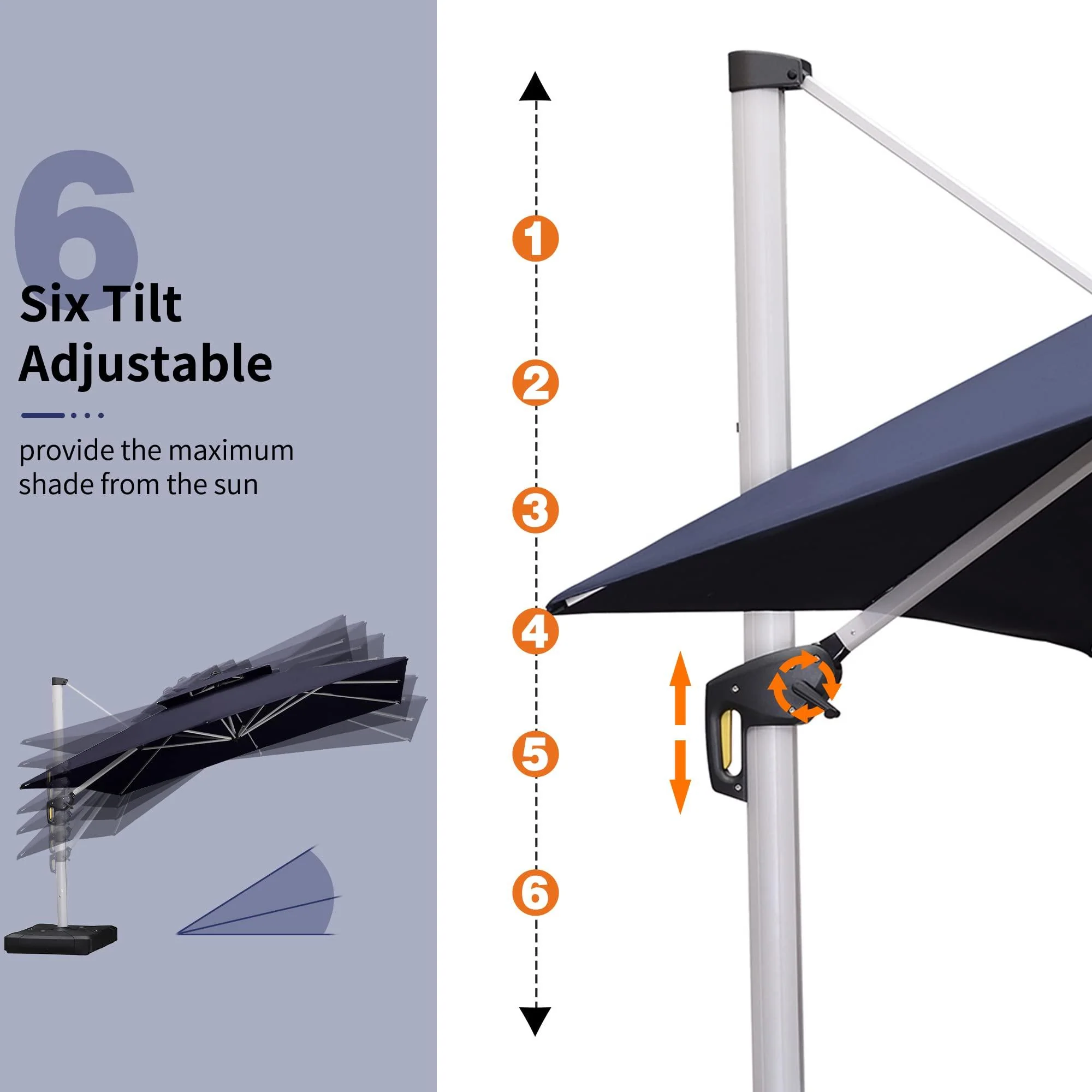 PURPLE LEAF Large Rectangular Porch Umbrella Outside Cantilever Patio Yard Umbrella - Image 42