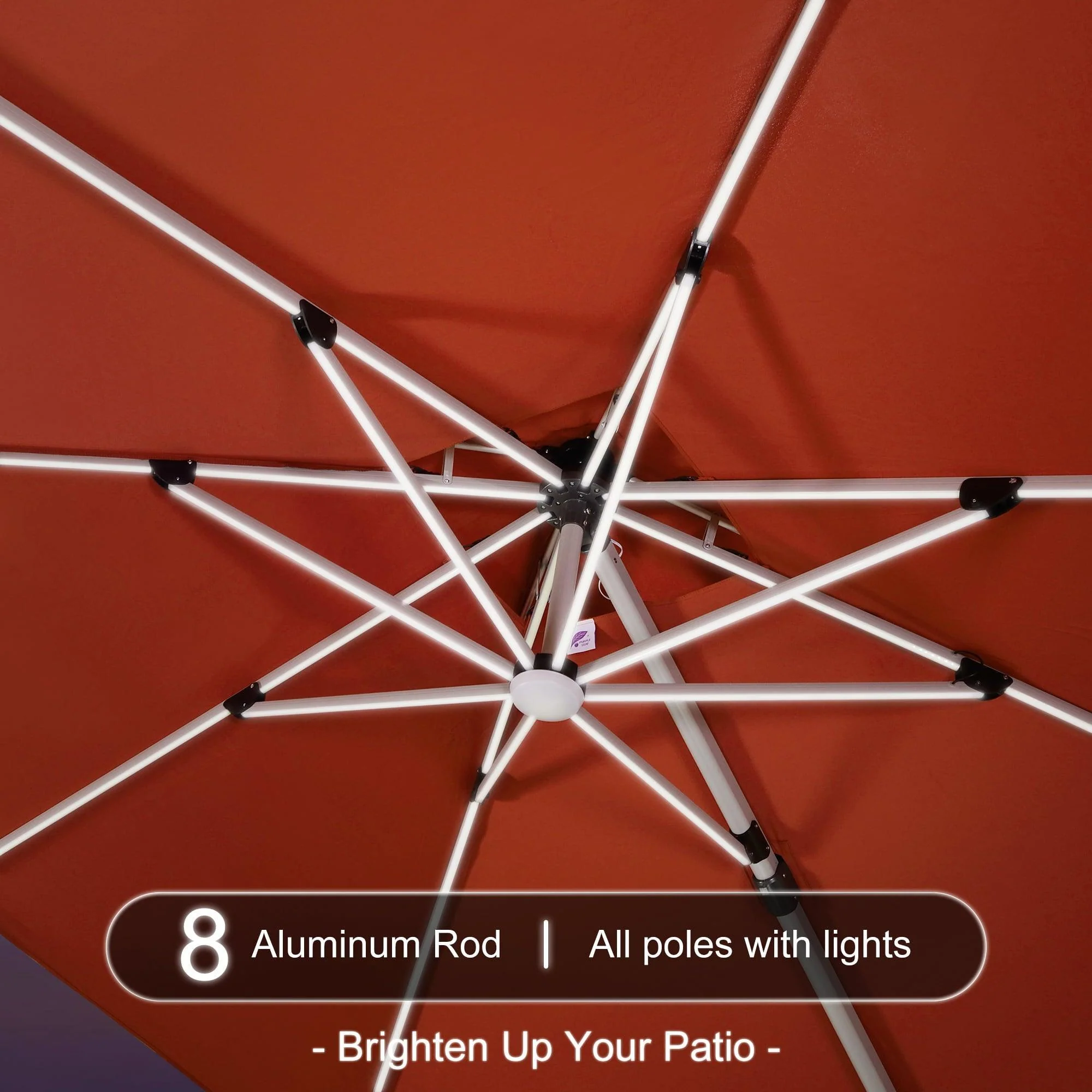 PURPLE LEAF Solar Powered Umbrella LED Rectangular Patio Umbrella with Lights - Image 92