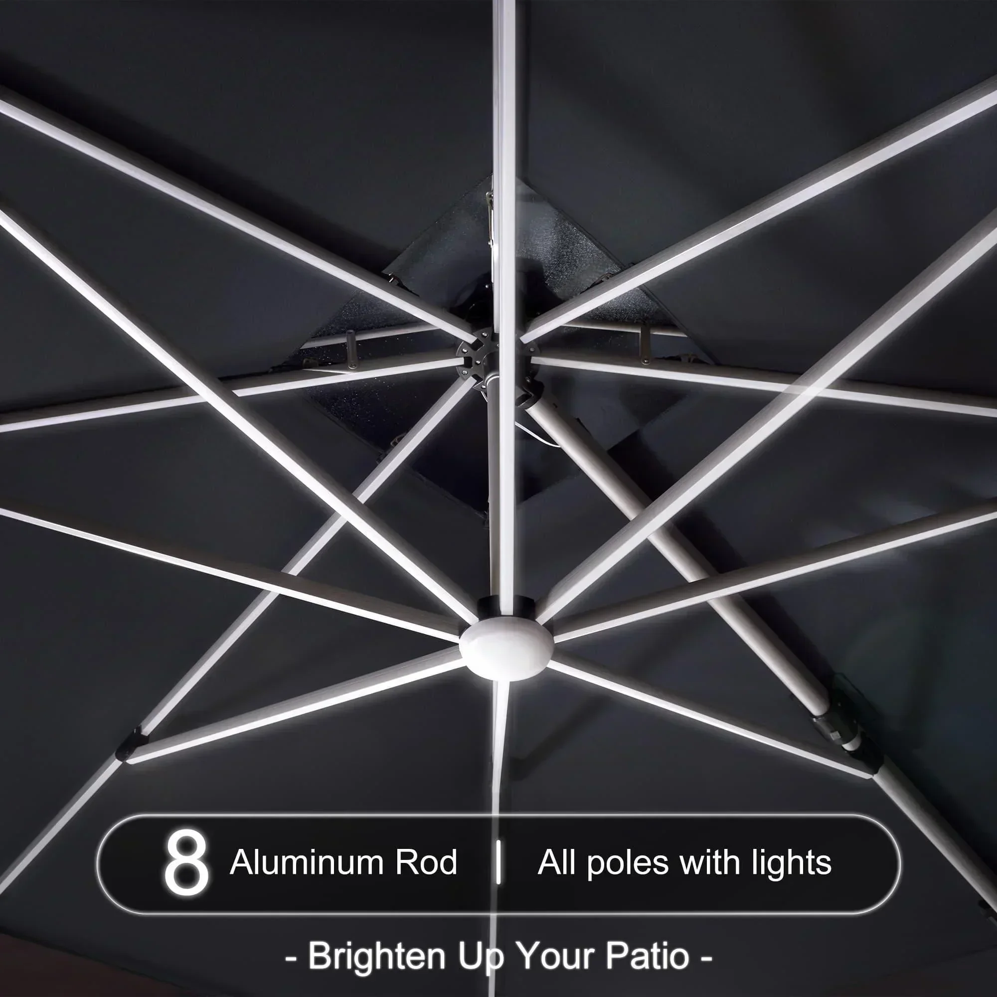 PURPLE LEAF Solar Powered Umbrella LED Rectangular Patio Umbrella with Lights - Image 119