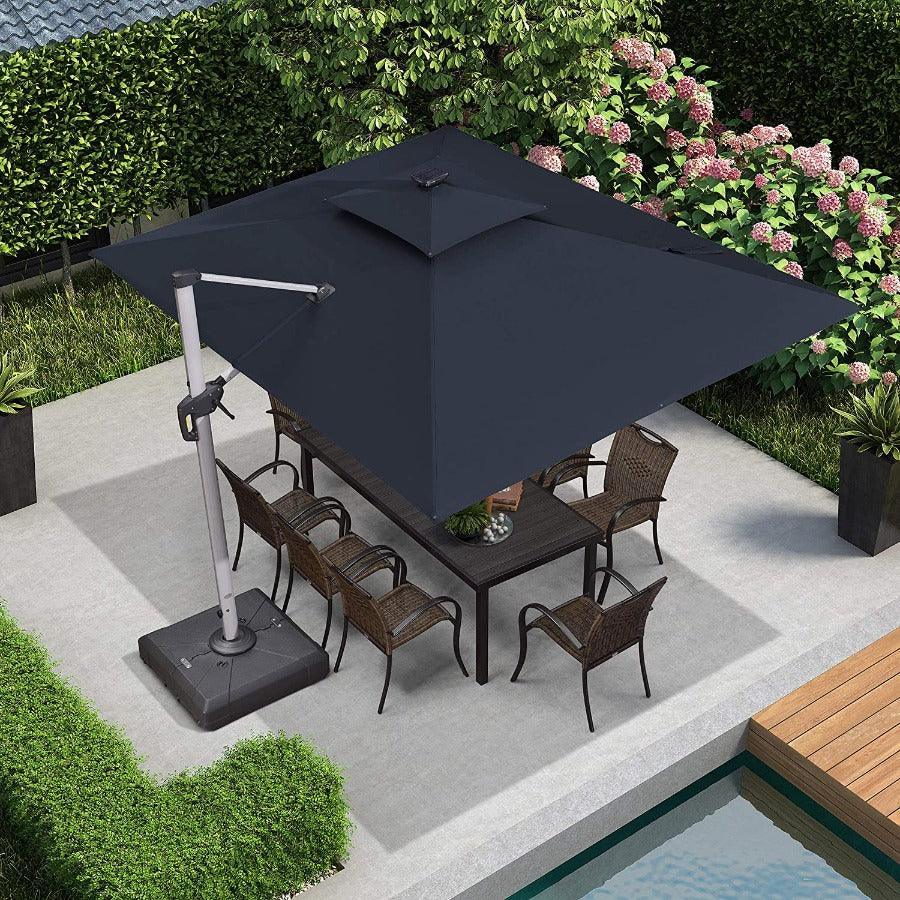 PURPLE LEAF Solar Powered Umbrella LED Rectangular Patio Umbrella with Lights - Image 21