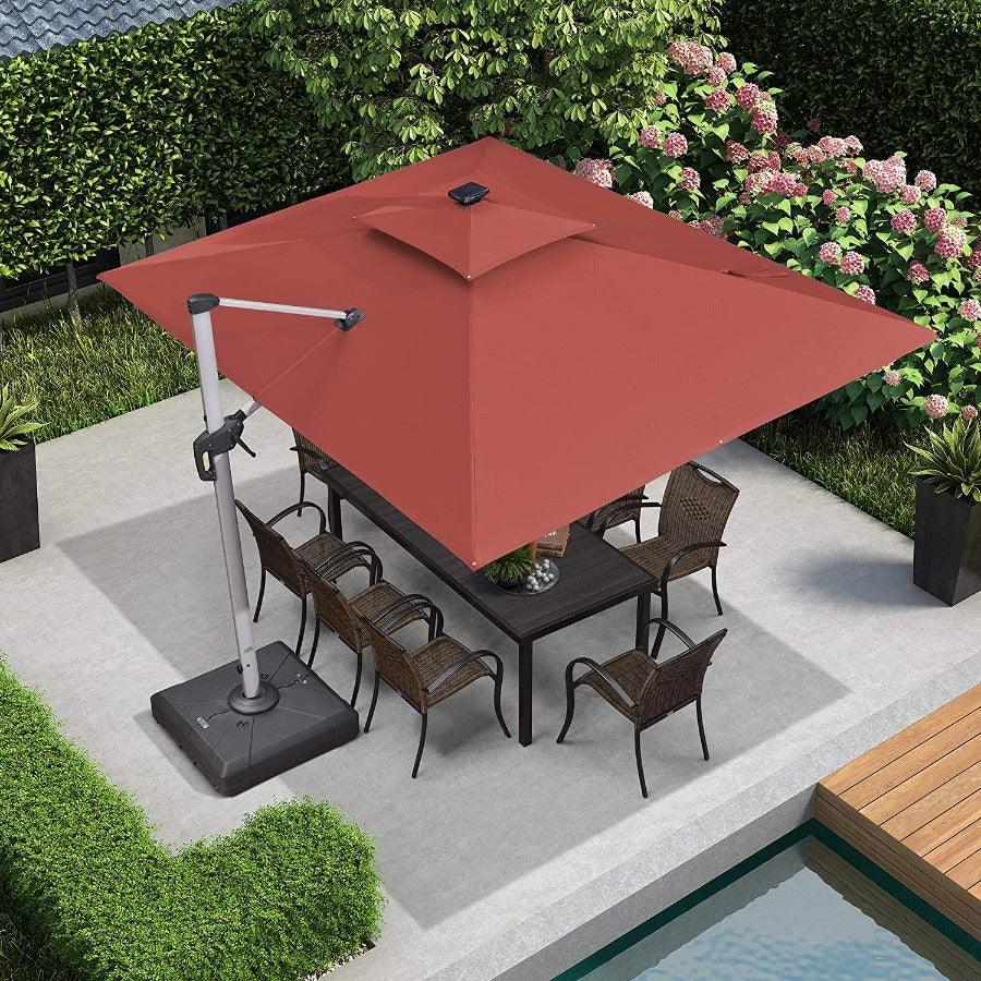 PURPLE LEAF Solar Powered Umbrella LED Rectangular Patio Umbrella with Lights - Image 23