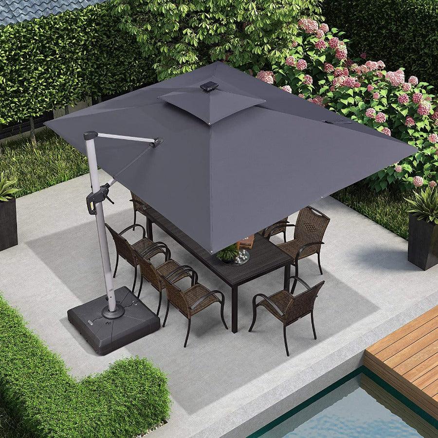 PURPLE LEAF Solar Powered Umbrella LED Rectangular Patio Umbrella with Lights - Image 24