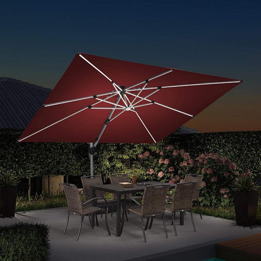 PURPLE LEAF Solar Powered Umbrella LED Rectangular Patio Umbrella with Lights - Image 28