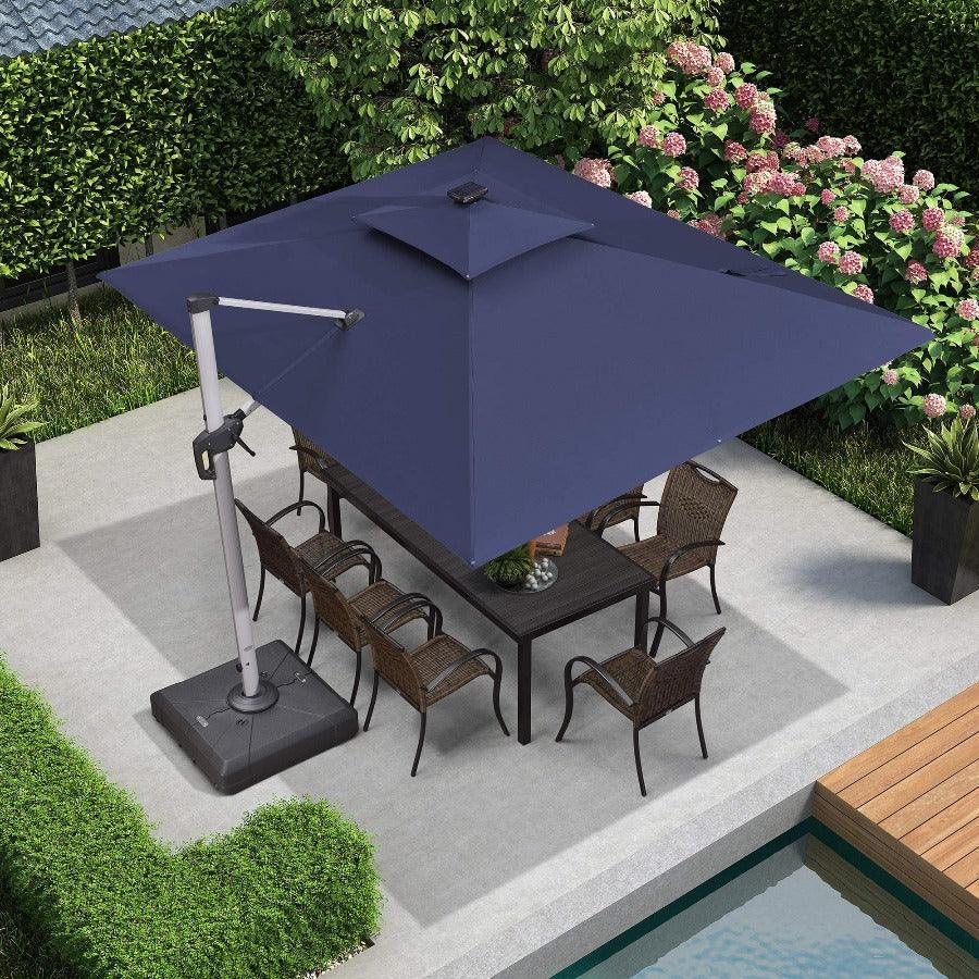 PURPLE LEAF Solar Powered Umbrella LED Rectangular Patio Umbrella with Lights - Image 37