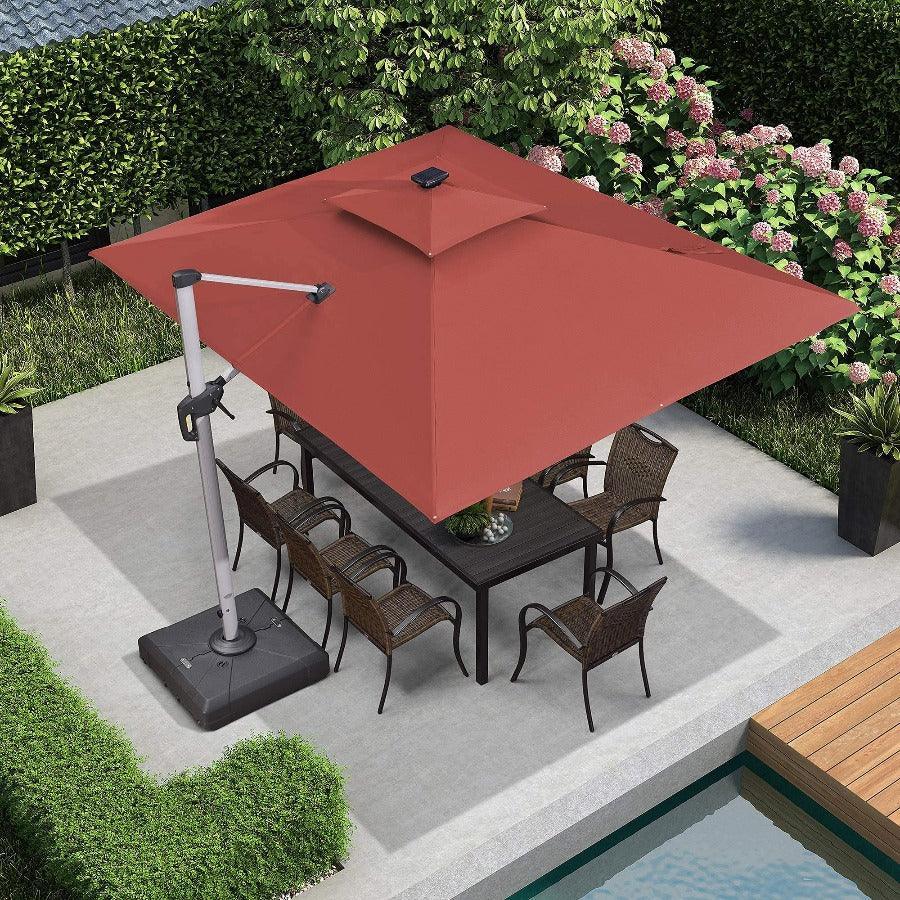 PURPLE LEAF Solar Powered Umbrella LED Rectangular Patio Umbrella with Lights - Image 44