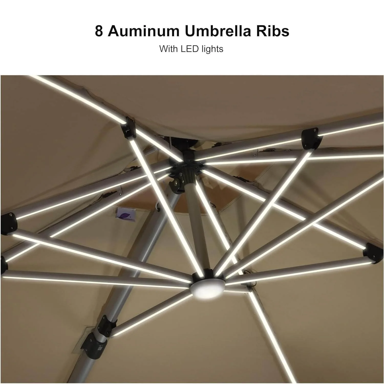 PURPLE LEAF Solar Powered Umbrella LED Rectangular Patio Umbrella with Lights - Image 54