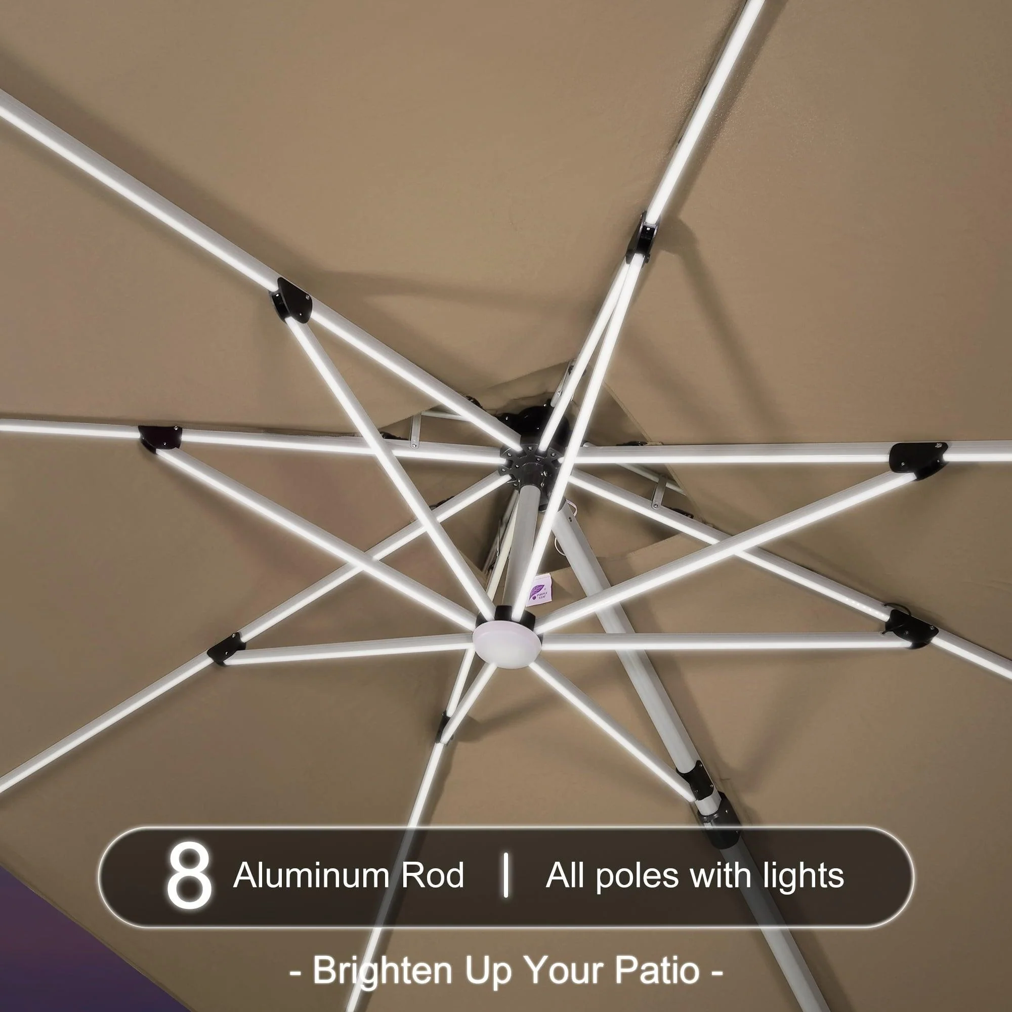 PURPLE LEAF Solar Powered Umbrella LED Rectangular Patio Umbrella with Lights - Image 65