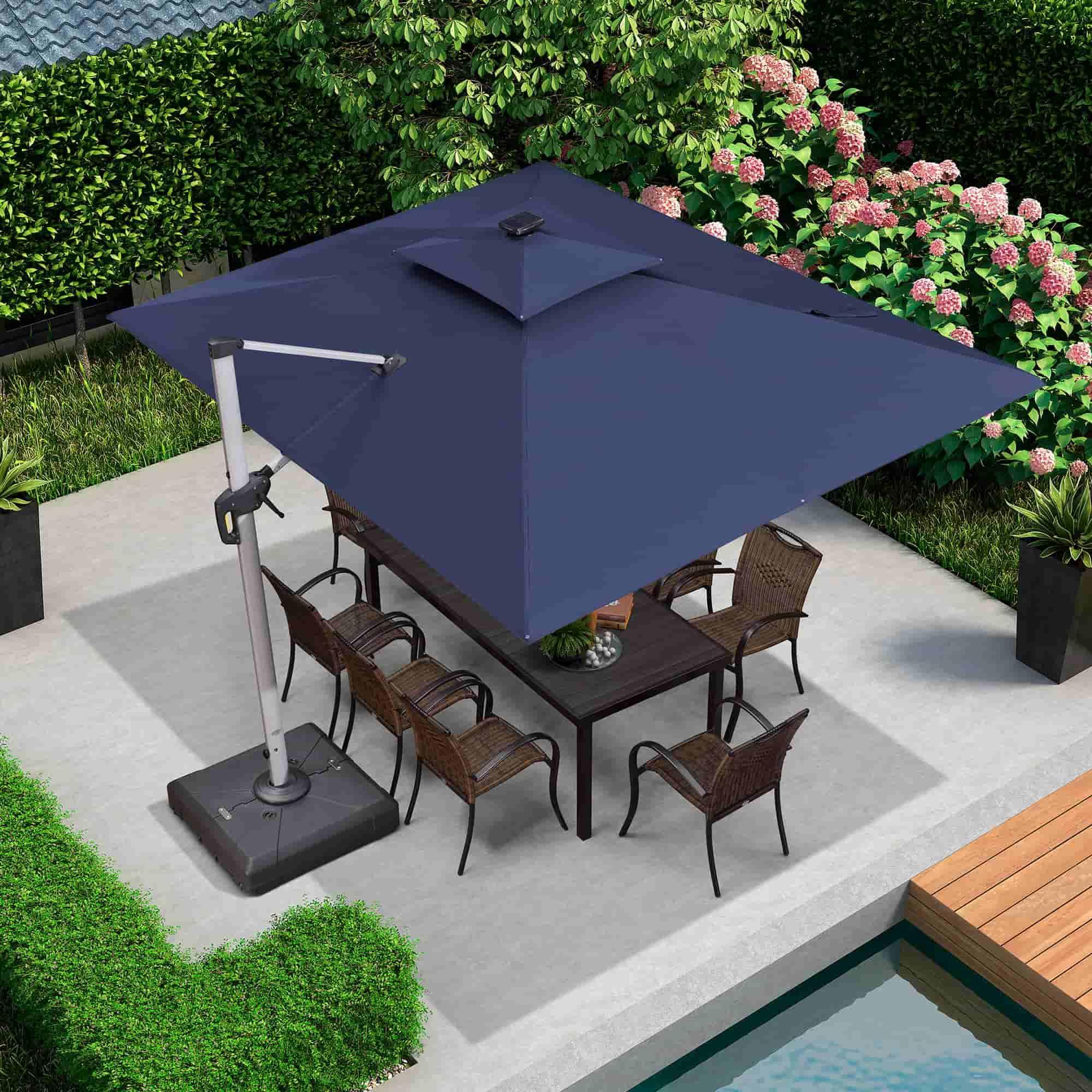 PURPLE LEAF Solar Powered Umbrella LED Rectangular Patio Umbrella with Lights - Image 72