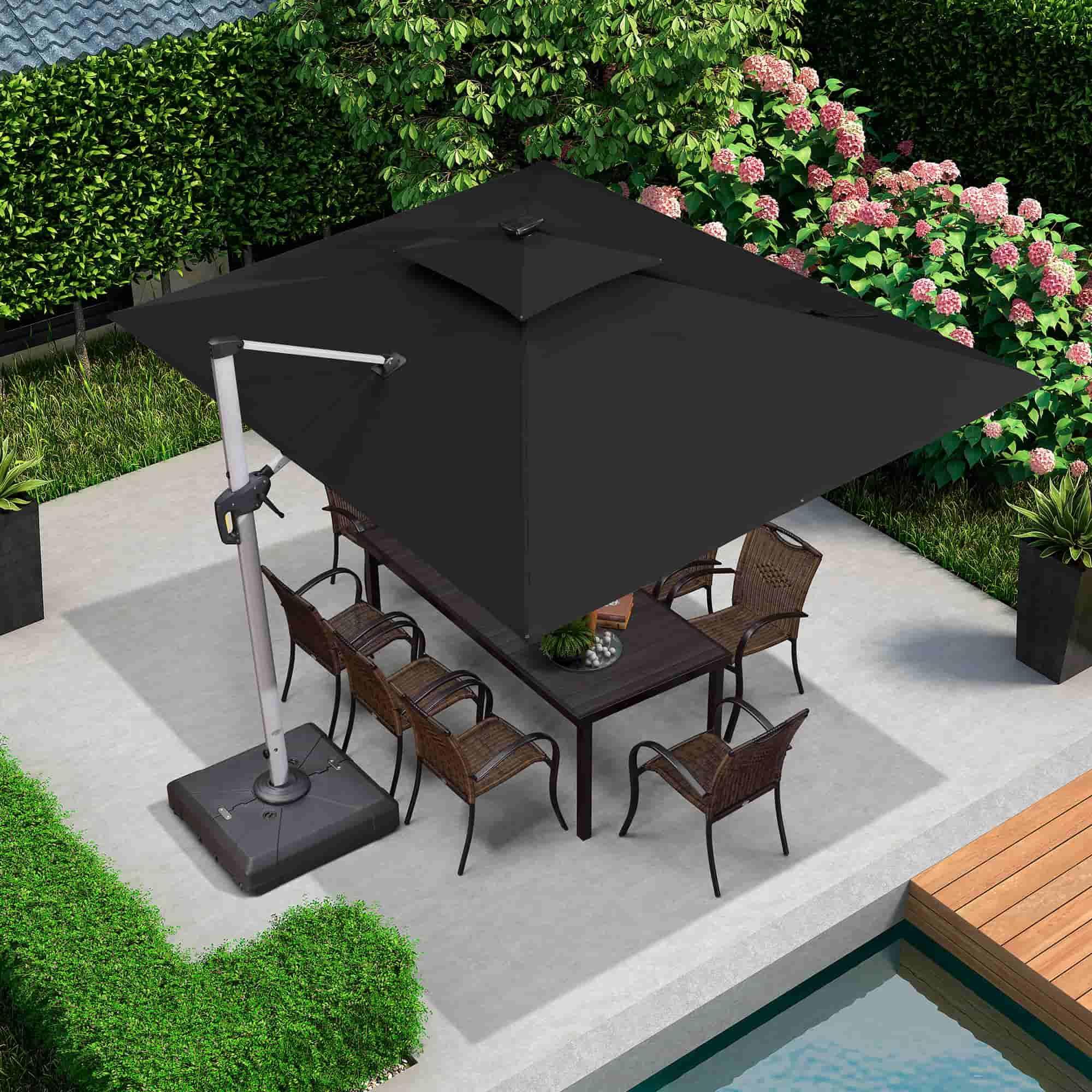 PURPLE LEAF Solar Powered Umbrella LED Rectangular Patio Umbrella with Lights - Image 76