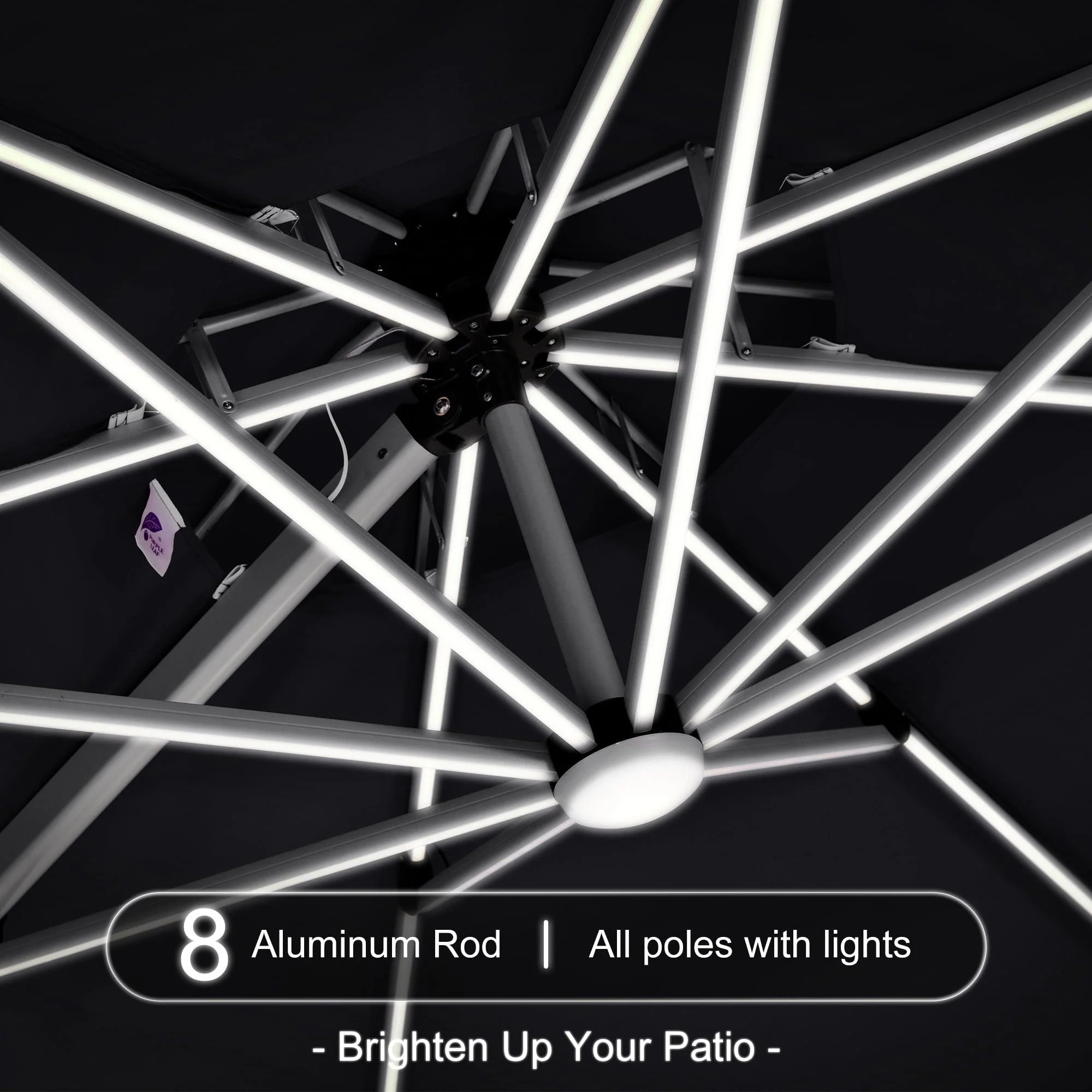 PURPLE LEAF Round Solar Lighted Cantilever Umbrella Outside Patio Umbrella with Lights - Image 76